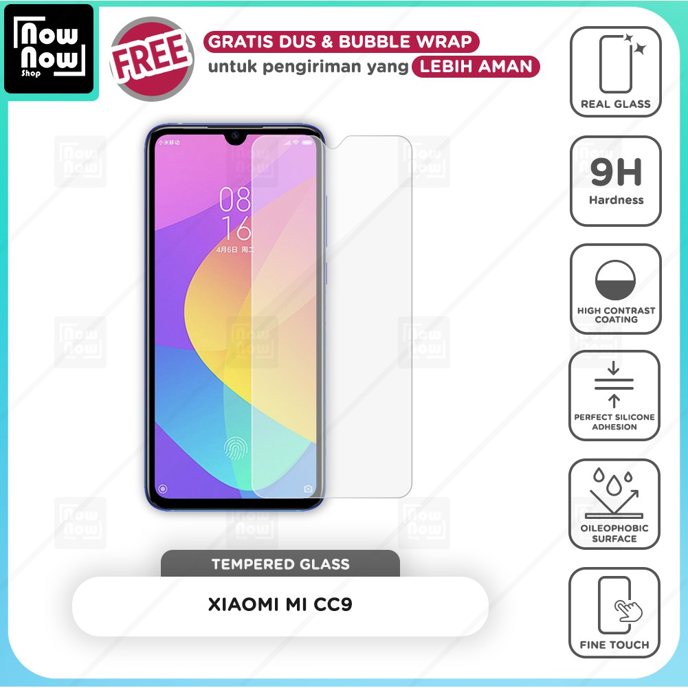 Tempered Glass Anti Gores Xiaomi Mi CC9 Screen Guard Protector 9H Kaca Temperglass