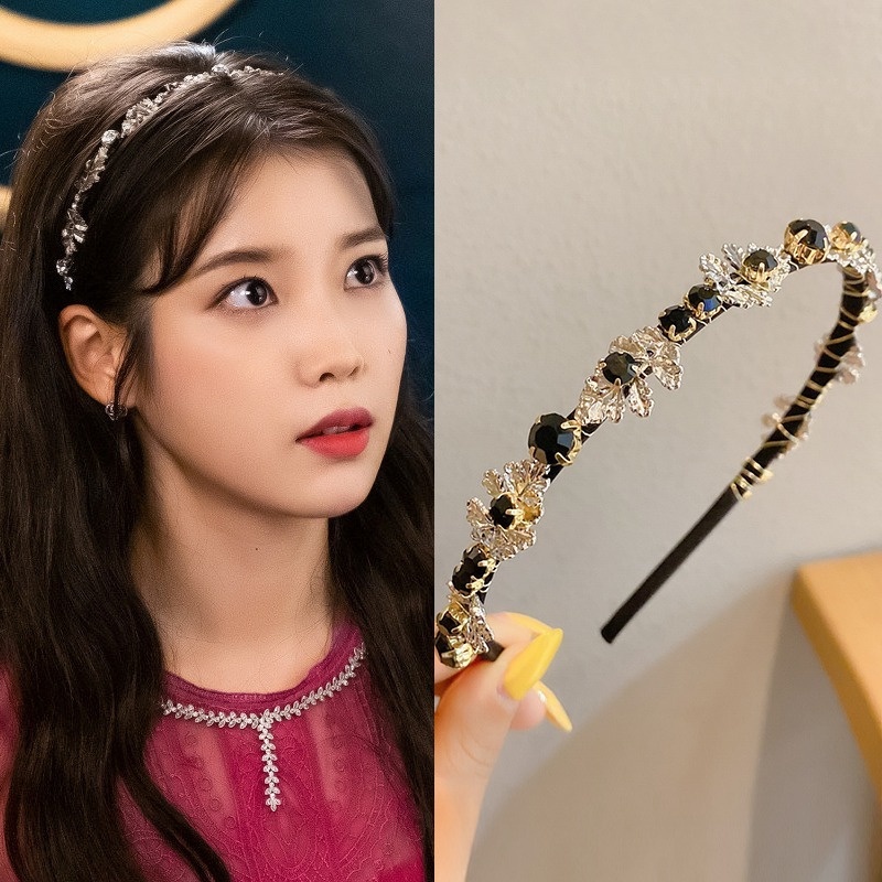 Headband Kristal Mutiara Berlian Imitasi Gaya Retro Korea