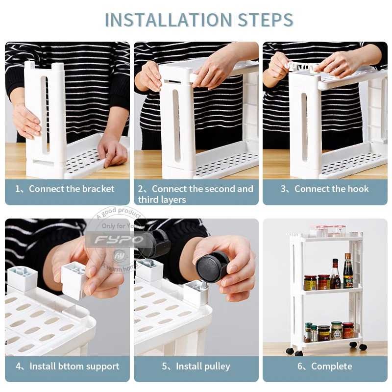 Rak Dapur Roda Penyimpanan Loundry Organizer Kitchen Storage Rack Tray