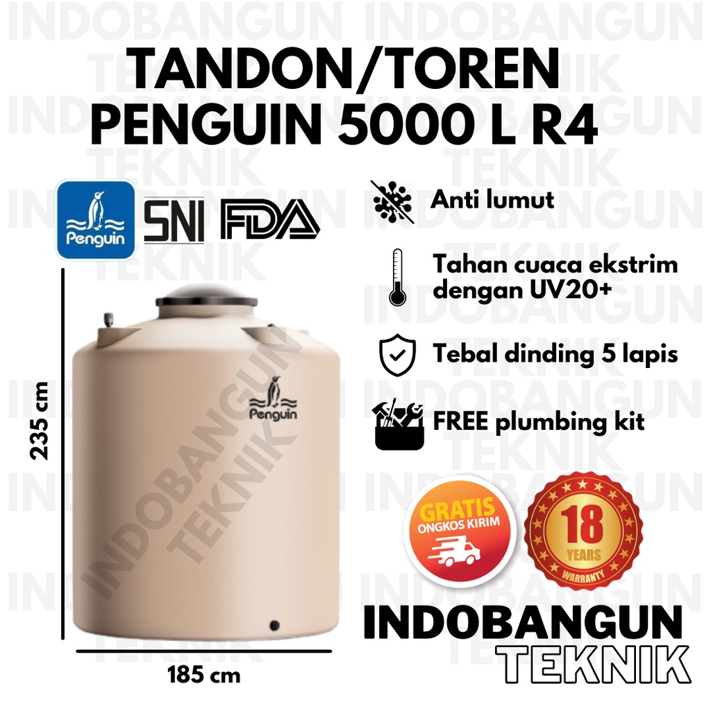 Toren Air Tangki Air Tandon Air Penguin TB500 (5100 Liter 5000 Liter) TB 500 R4 Anti Lumut Murah Ber