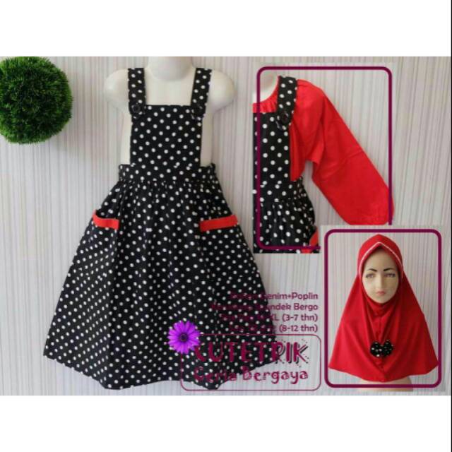 Baju Anak Perempuan Tanggung Muslim Overall Rok Cutetrik Size 12 (12-13 tahun)