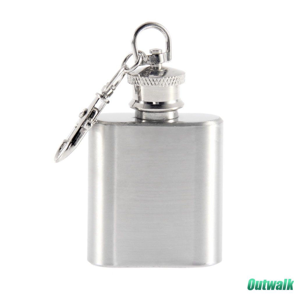 Botol Hip Flask Mini 1oz Bahan Stainless Steel Dengan Gantungan Kunci