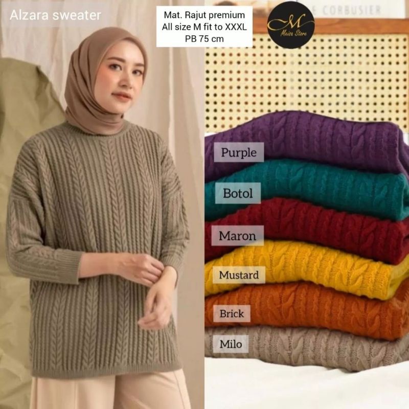 Alzara Sweater wanita sweater rajut import sweater jumbo sweater import sweater rajut premium