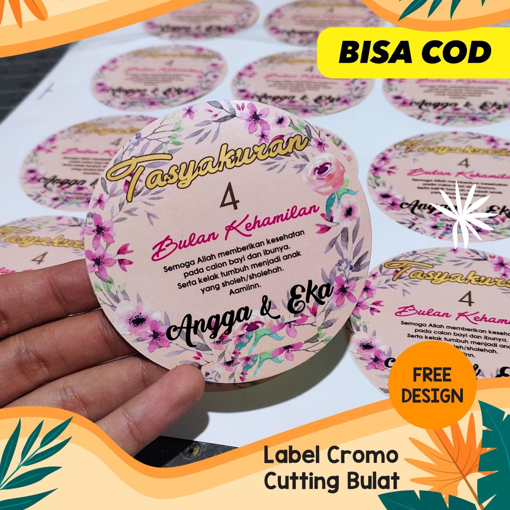 

Label Sticker Tasyakur Syukuran Cromo Bulat Cutting Bentuk Label Kemasan