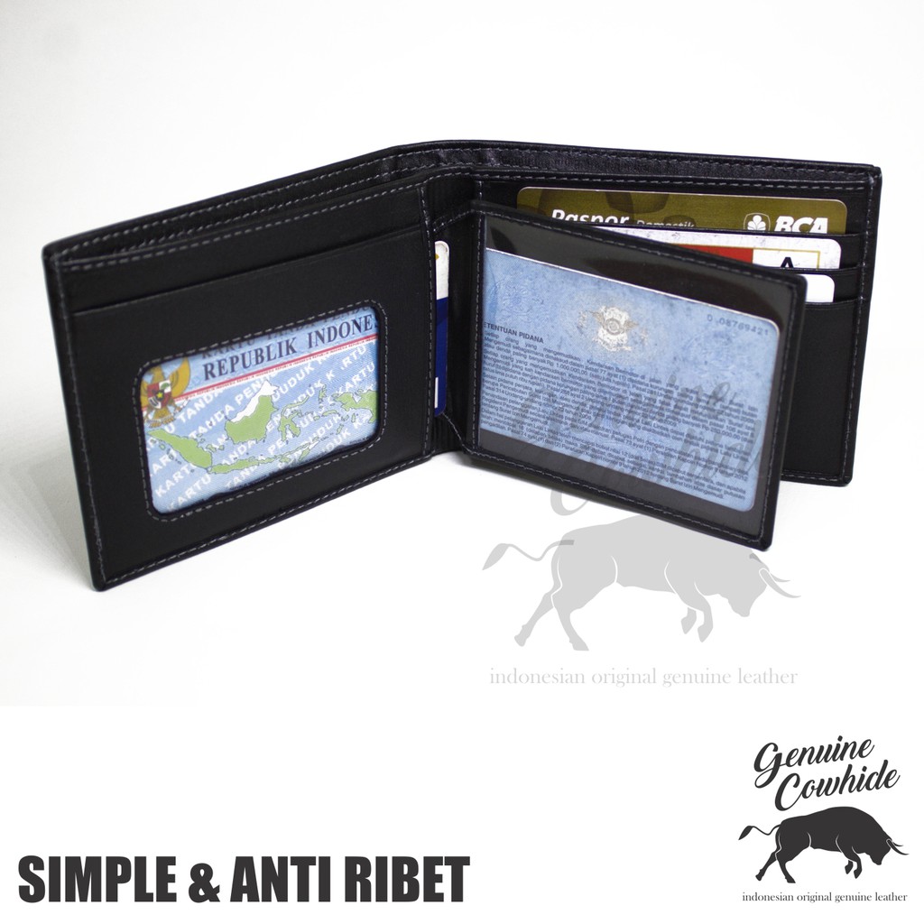 DOMPET KULIT SAPI ASLI RESLETING - BERGARANSI 6 BULAN - GENUINE COWHIDE