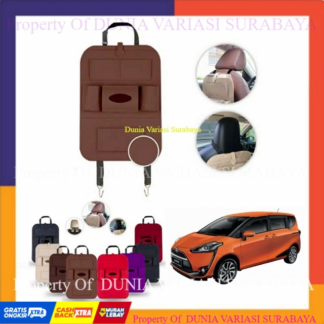Car Seat Organizer Tas JOK Mobil Toyota SIENTA Coklat Bestseller Premium Berkualitas