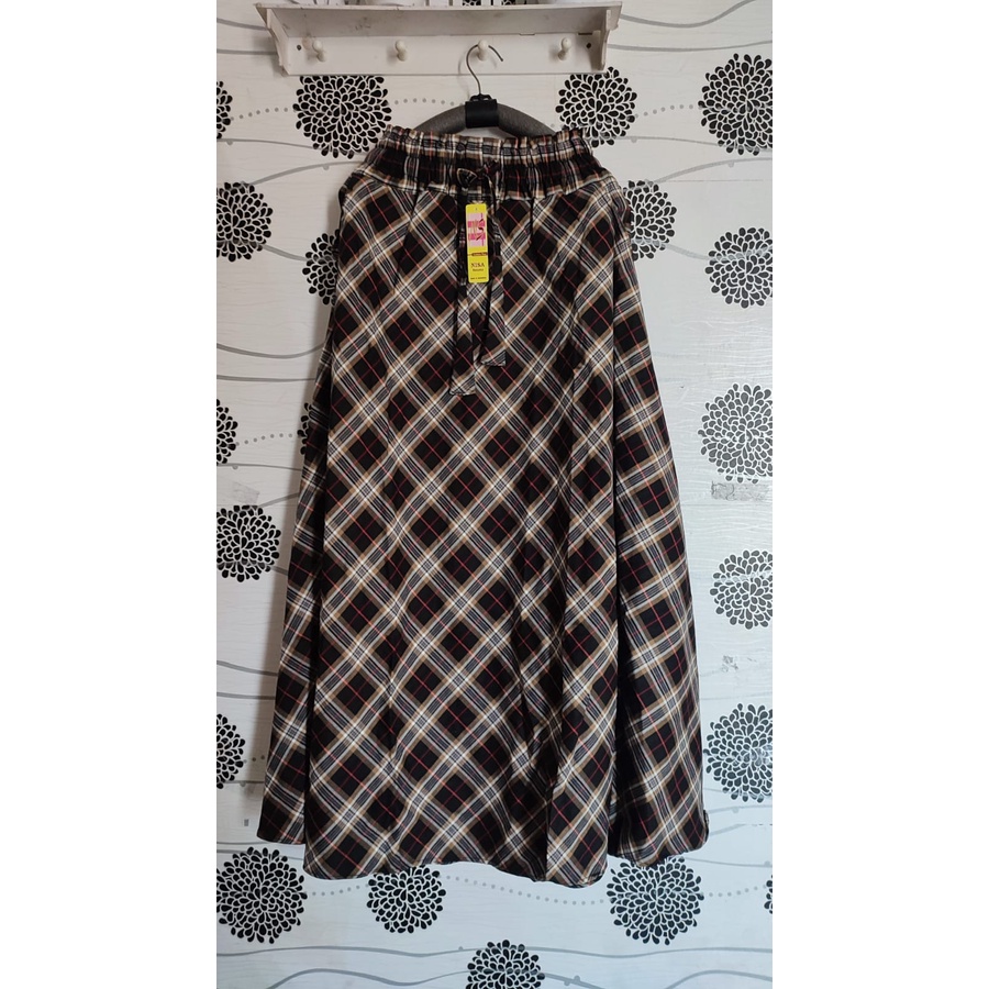 ROK FLANEL IMPORT PANJANG/ROK TARTAN/ROK KOTAK PAYUNG-Au