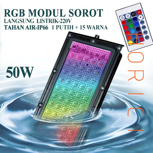 50W RGB LAMPU SOROT LAMPU HIAS / TEMBAK LED SLIM 50 WATT / LED FLOODLIGHT 50 WATT AC 220V KAP SOROT