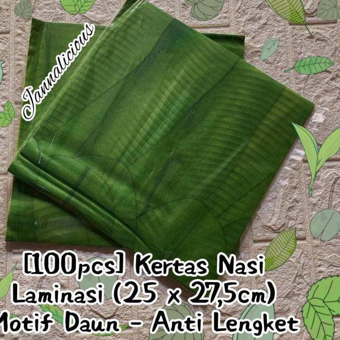 

☪ Kertas Nasi Laminasi Anti Lengket ~ Motif Daun Pisang Uk. 25x27,5cm ❁