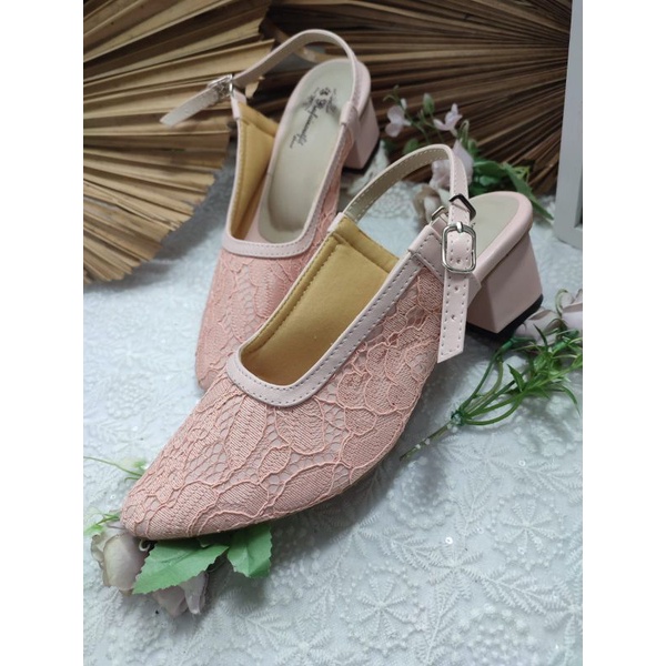 sepatu Clarisa peach tinggi 5cm tahu