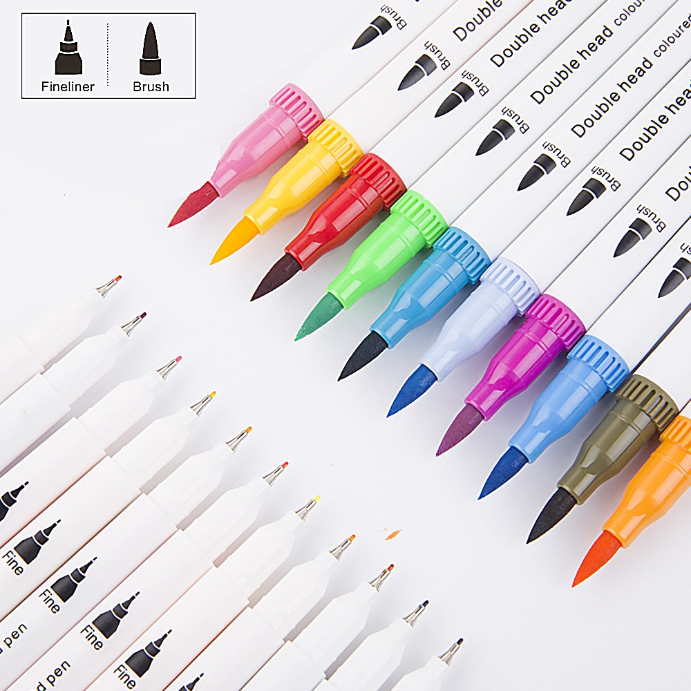 

Dual Brush Pen Marker isi 12/ 24/ 36/ 48 Color Set Berkualitas Murah