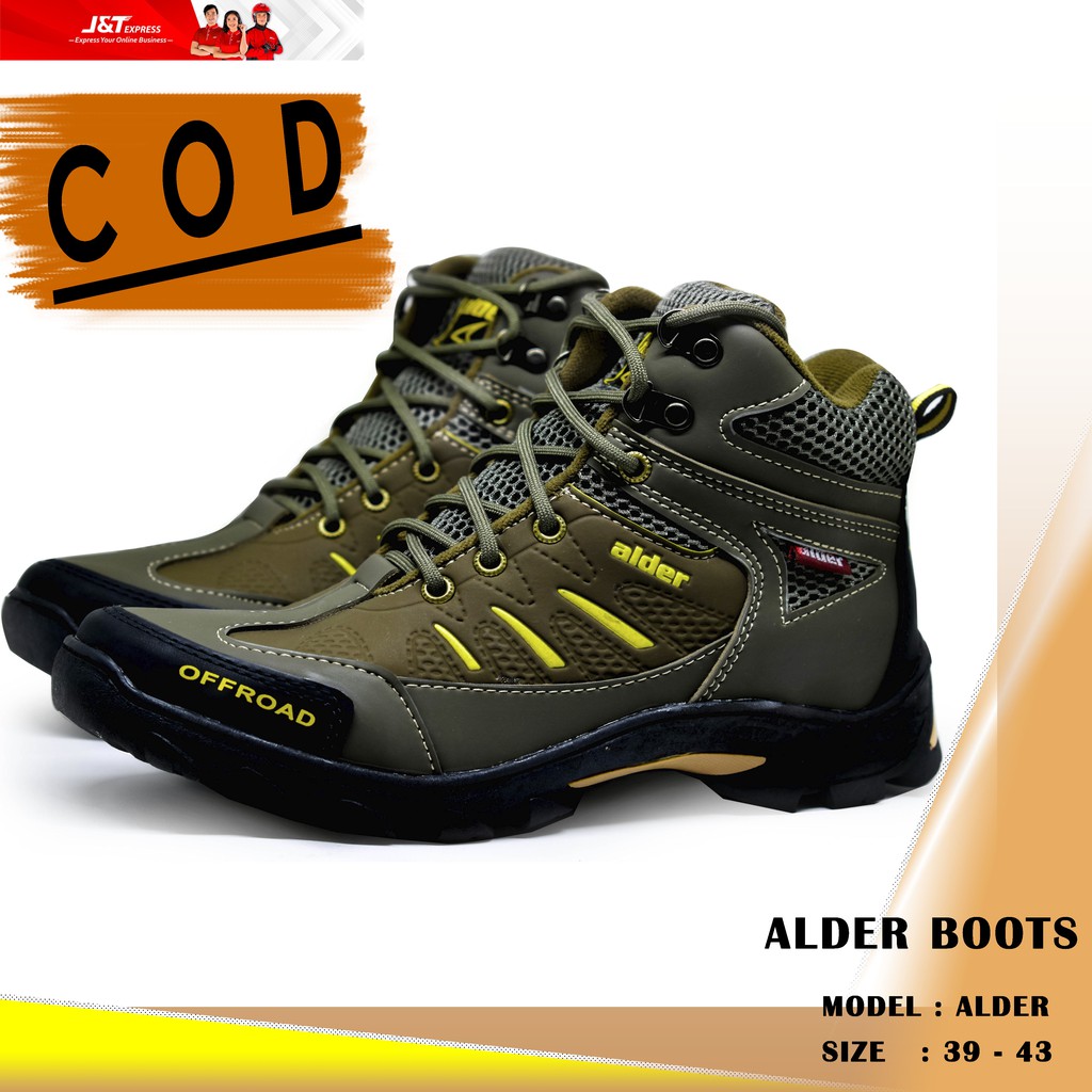 ALDER Sepatu Gunung Pria Model Boots tinggi Size 39-43 Sol karet upper kulit sintetis Sepatu Pria