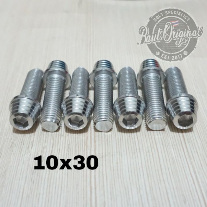 Baut probolt kerucut silver 10x30 drat 14 panjang 3cm heng thailand harga satuan