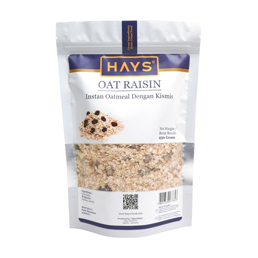 Oatmeal Raisin 250 GRAM / Oat raisin / Instan Oatmeal Dengan Kismis HAYS