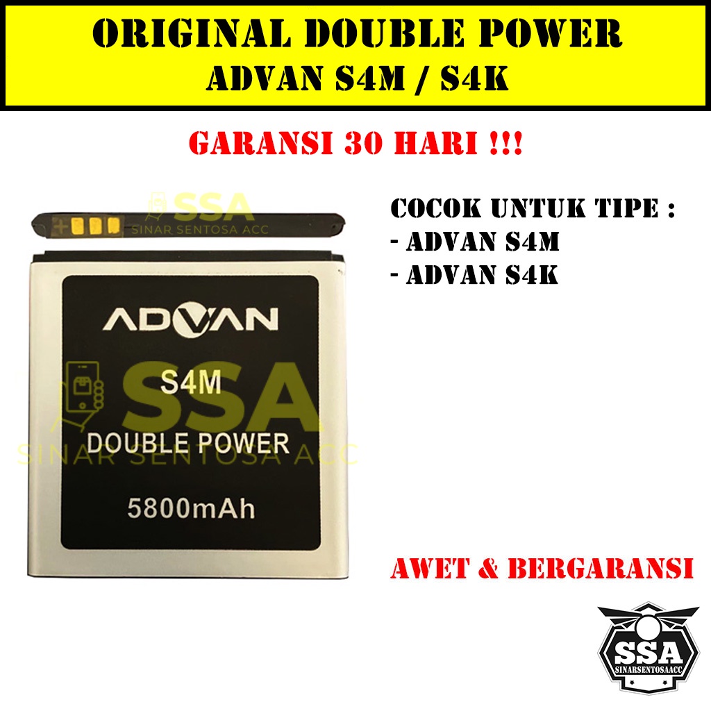 Baterai Original Double Power Advan S4M S4K Batre Batrai Batrei Battery S4 M S4 K S 4M S 4K Ori HP Batu Batere Garansi Murah Awet