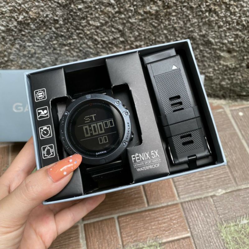 Jam Tangan Pria Garmin Fenix 5X Sport Series Free 1 Strap Rubber Cadangan (Random)