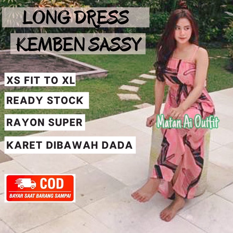LONG DRESS DASTER KEMBEN PANJANG KEKINIAN KE PANTAI BALI BAHAN RAYON SEKSI SEXY TANPA LENGAN SASSY