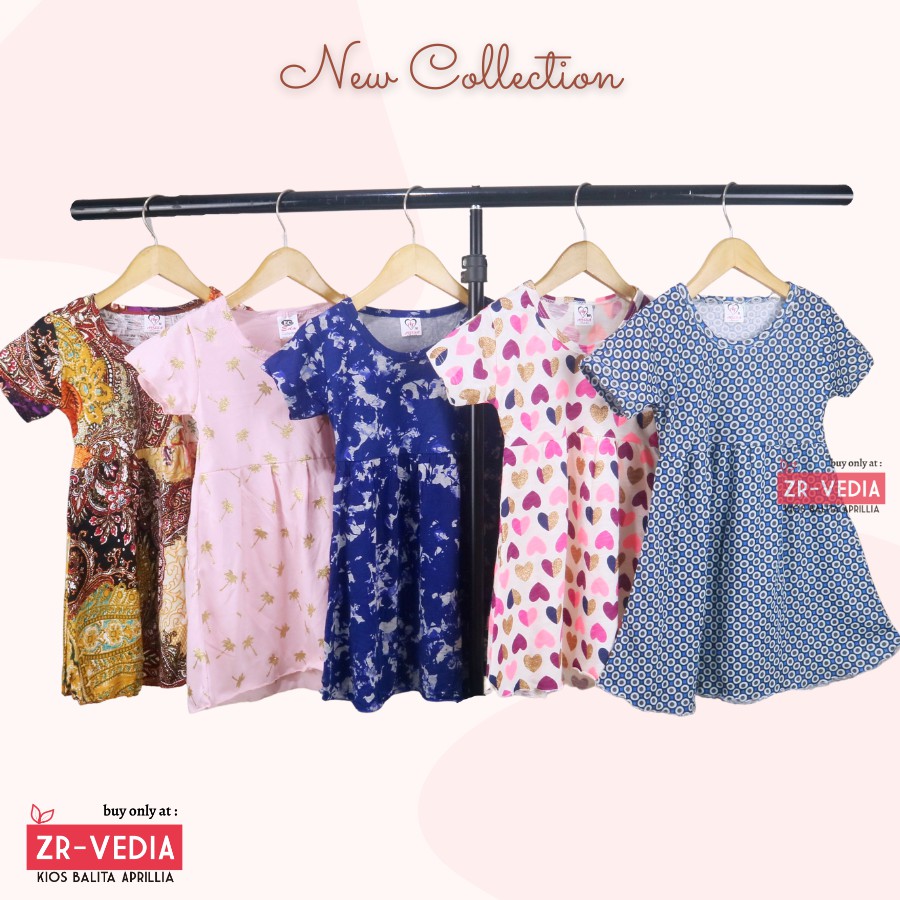 Dress Thalia 2-3 Tahun / Lengan Baju Tidur Balita Anak Perempuan Adem Kaos Cewek Dres Harian Murah kiosbalitaaprilia