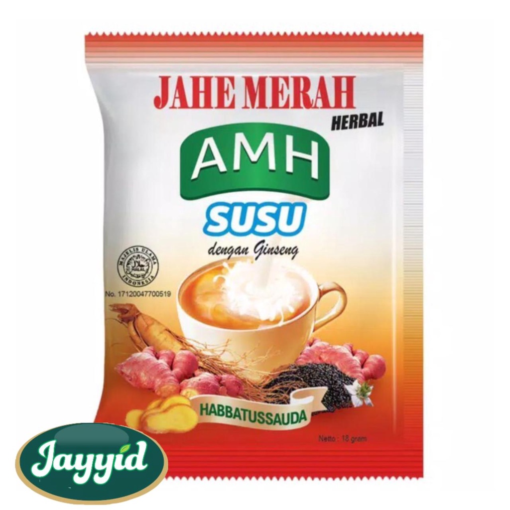 

GROSIR MURAH Jahe Merah AMH 10 Sachet Plus Susu Dan Ginseng Jahe Merah Amanah