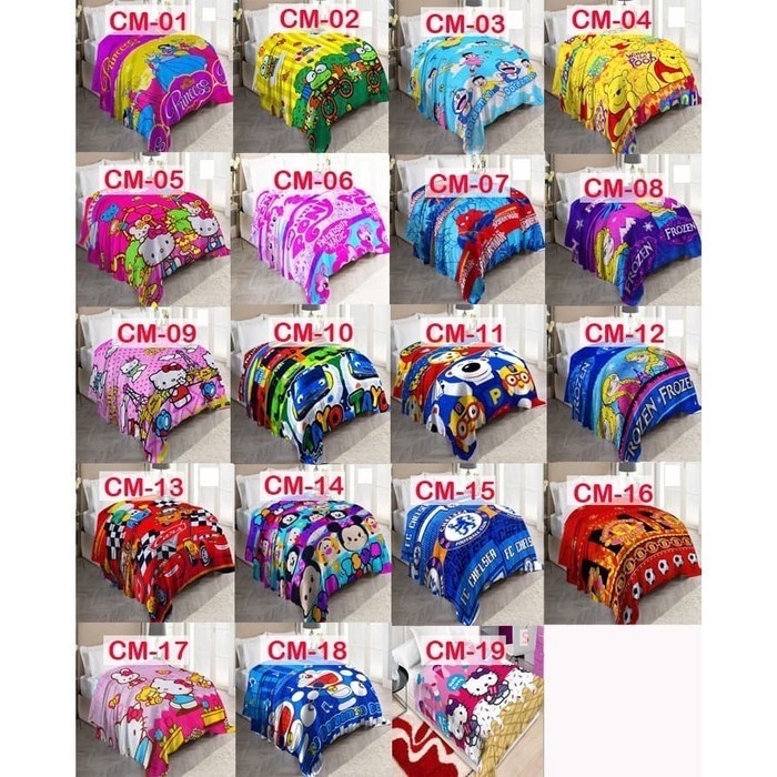 Selimut Anak Motif Karakter Panel Bulu Lembut murah 140x250 400gr RANDOM