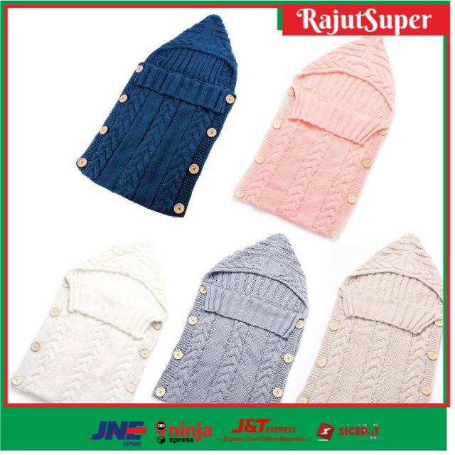 Sleeping Bag Selimut Bedong Bayi Bahan Rajut Nyaman dengan Hoodie selimut bayi dan penutup kepala