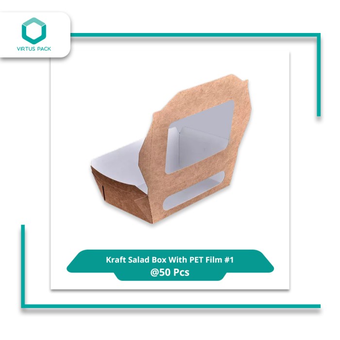 

✨ BISA COD ✨ VirtusPack/EcoFriendly/Paper Lunch Box/Kraft Salad Box with PET#1/50pc