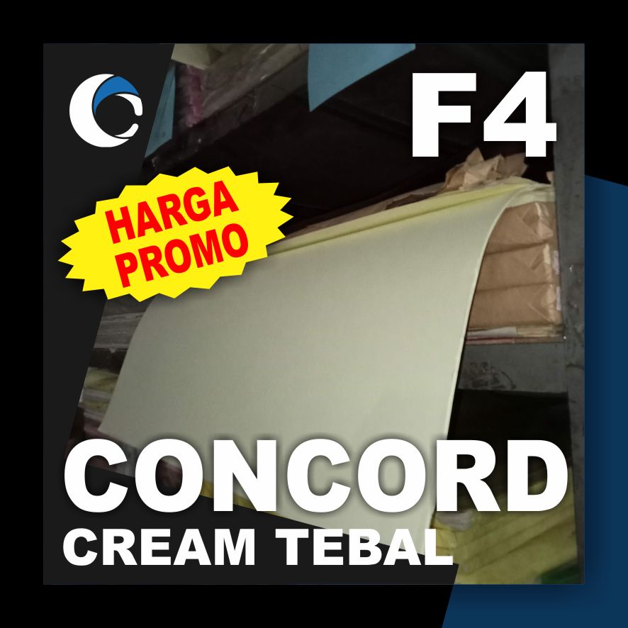 

KERTAS CONCORDE CREAM TEBAL 220 GSM Uk [ F4 / POLIO ] 21.5 cm X 33 cm ( 50 LEMBAR )