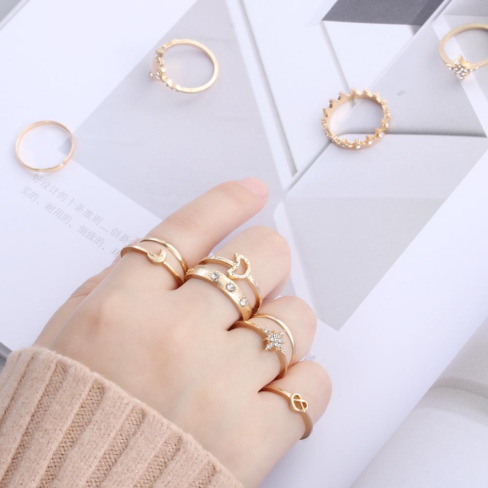 Lily 13PCS /Set Cincin Opal Set Kristal Perhiasan Aksesoris Bohemian Knuckle Midi