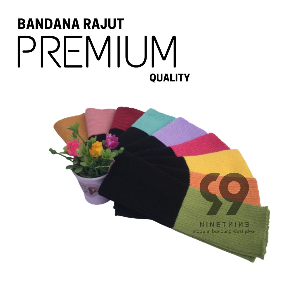 CIPUT BANDANA RAJUT 2 WARNA PREMIUM HITAM SERIES inner rajut inner hijab