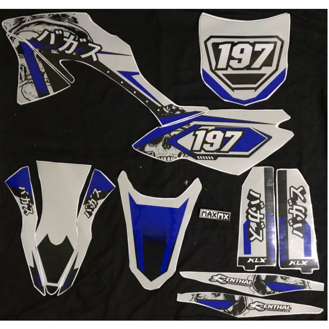 DECAL STIKER KLX 150 BF DEKAL VARIASI STRIPING CUSTOM FULLBODY PUTIH UNGU JOKER