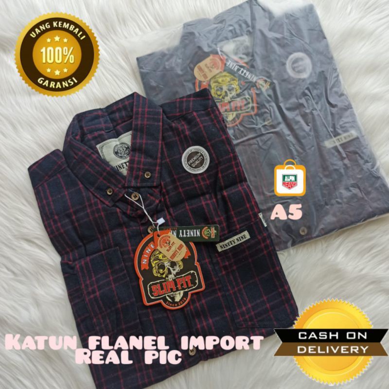 Kemeja Flanel Pria Ninety Nine Original Slim Fit A5