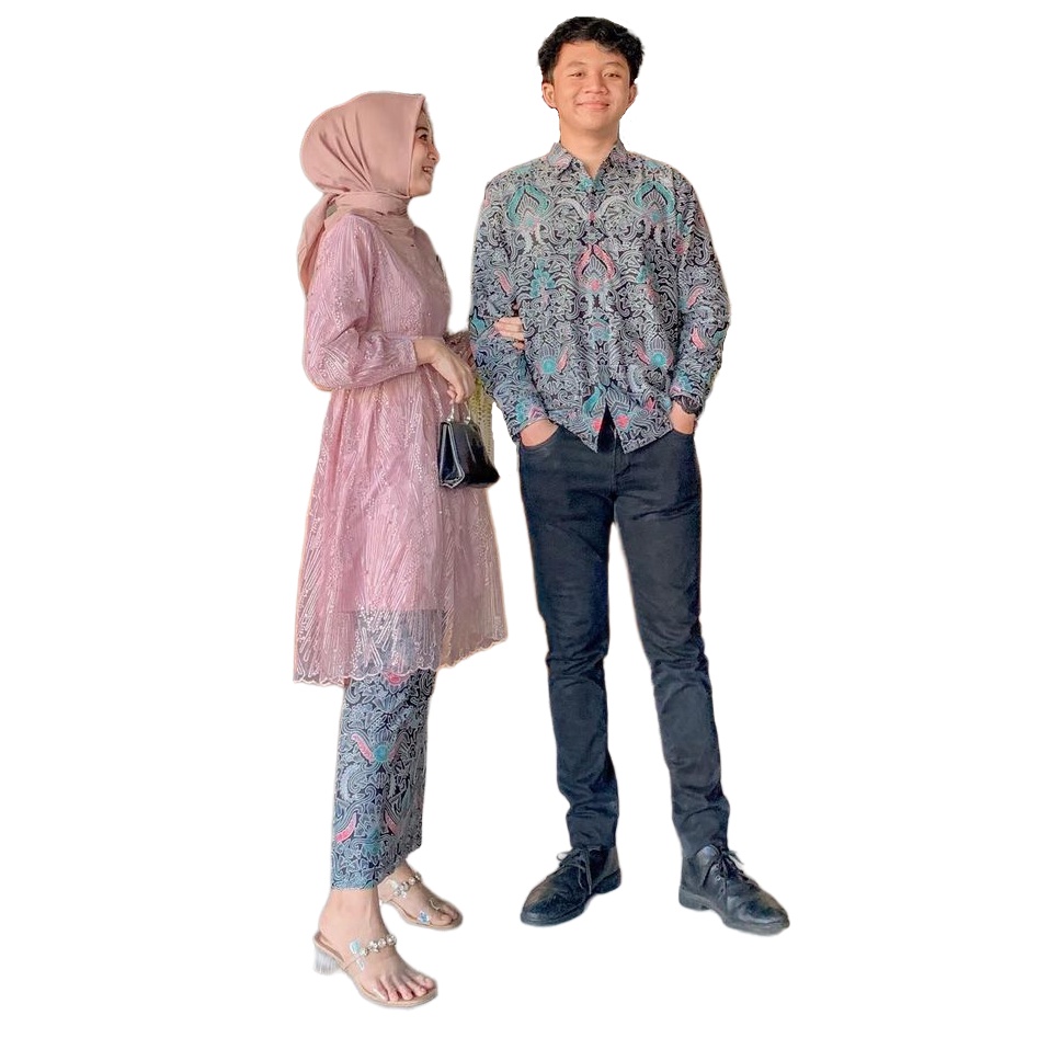 Batik Couple - Maura Sania Ruffle Batik Couple Ori Ndoro Jowi DNT Garansi Termurah - Set Couple DESIANA