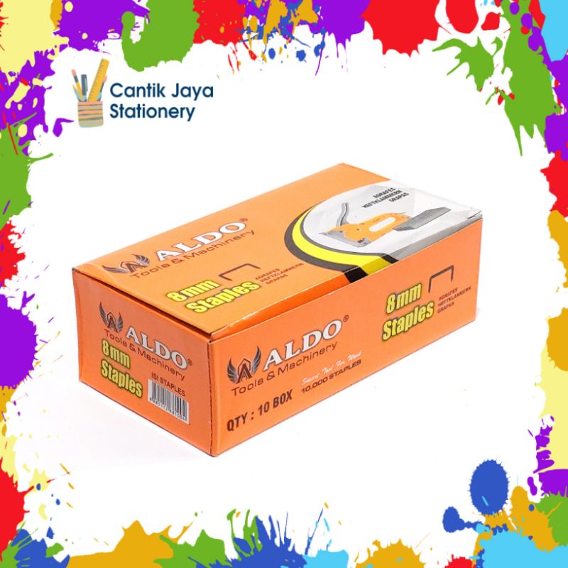 

1 KOTAK / 10 BOX kecil Isi Staples Gun Tacker ALDO 8mm