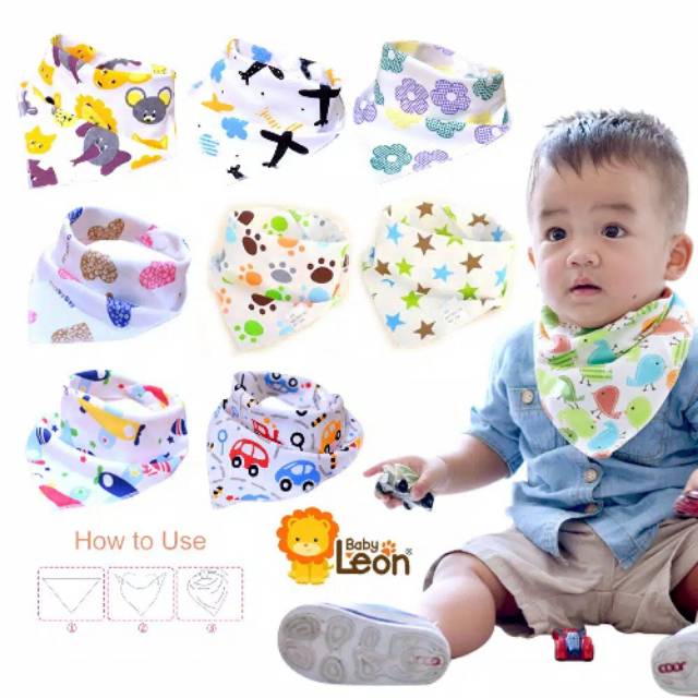 Celemek Makan Bayi BABY LEON SLABBER | CELEMEK SEGITIGA BAYI | Celemek Makan Bayi
