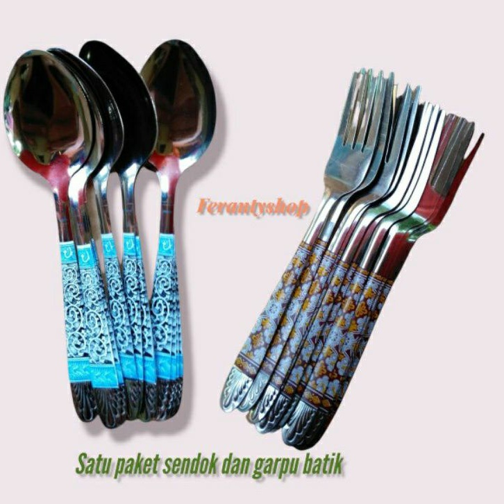 Hot item Perlengkapan dapur harga satu paket sendok makan batik dan garpu makan batik