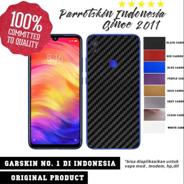 Redmi Note 7 Garskin Protector Clear Carbon anti gores for back case