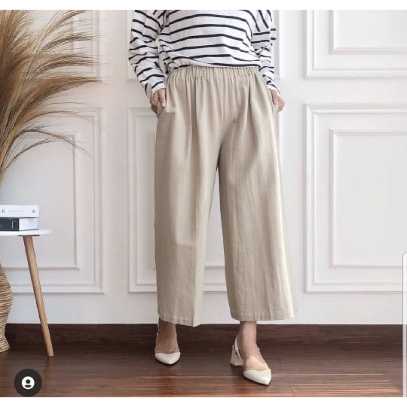 READY KIRIM YONA PANTS BEIGE by Fixpose