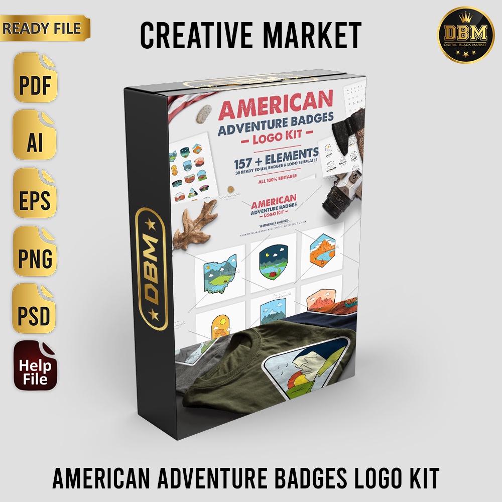 American Adventure Badges Logo Kit - Photoshop &amp; Illustrator