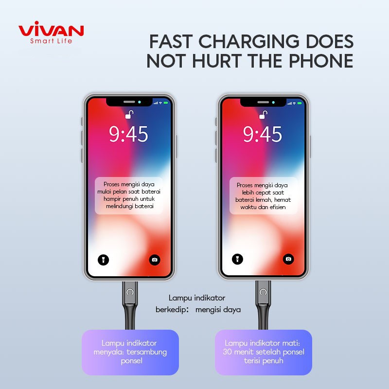 VIVAN KABEL LIGHTNING VZL100 - AUTO SMART POWER 100% ORIGINAL VIVAN