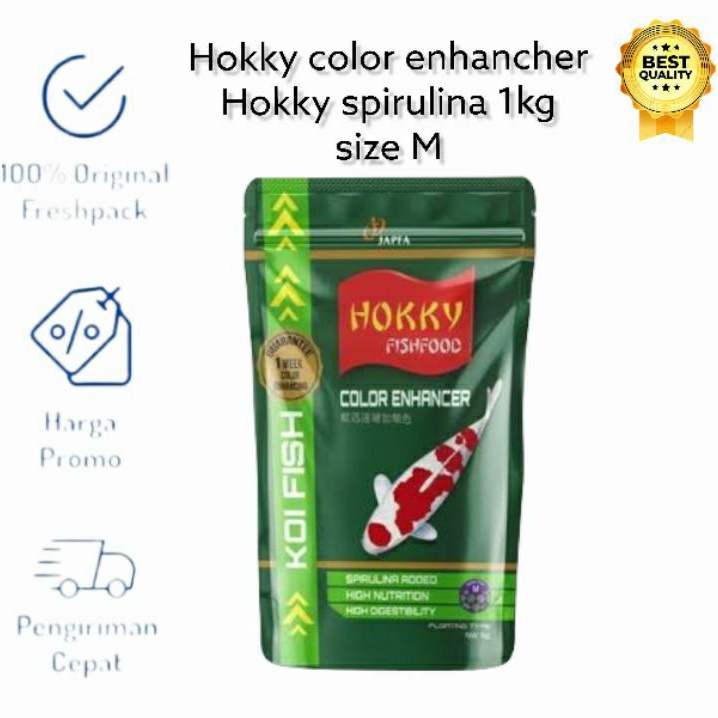 Hokky Spirulina Medium M 1 Kg Makanan Pakan Pelet Ikan Koi Color Enhancer