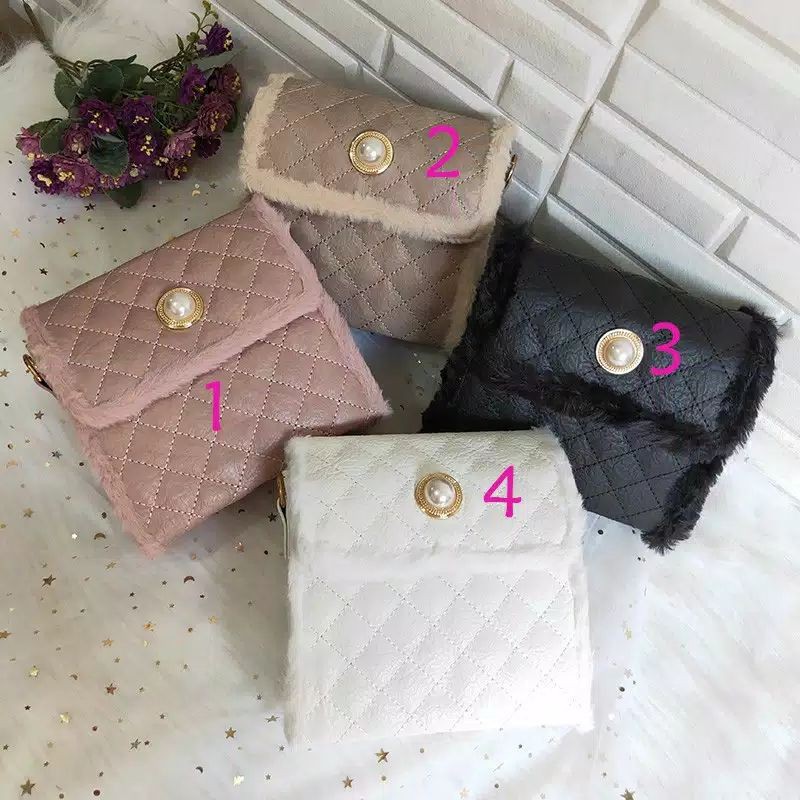 ready cod tas selempang bulu wanita import terbaru 2021 kulit bulu