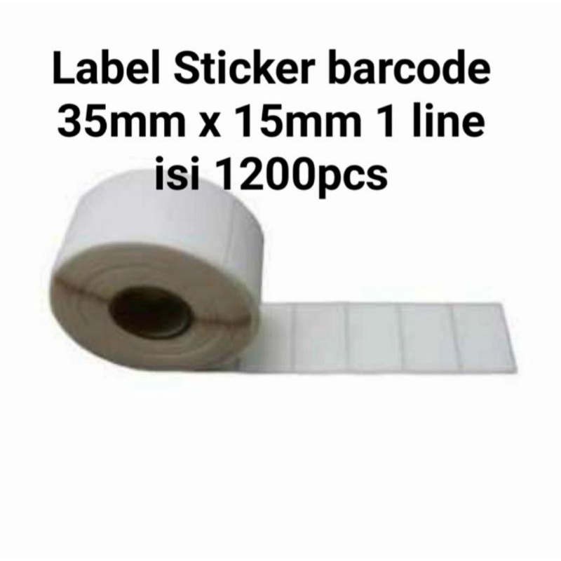 kertas label barcode ukuran 35mm x 15mm 1 line untuk printer barcode thermal isi 1250pcs per 1 roll