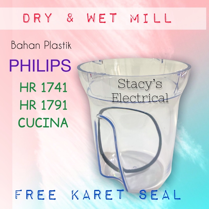 GELAS BLENDER BUMBU PHILIPS HR 1791 1741 CUCINA (GELAS SAJA 1791 + SEAL)