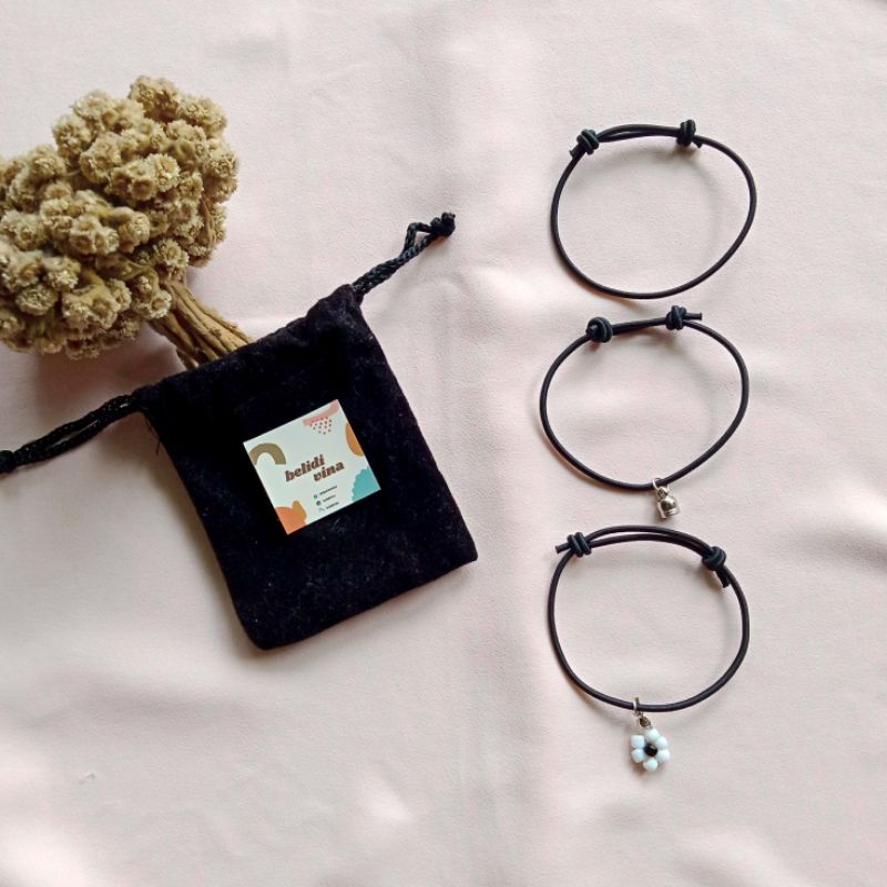 BLACK SINGLE EDITION - gelang tali korea murah / gelang karet / gelang tali polos / gelang tali hita