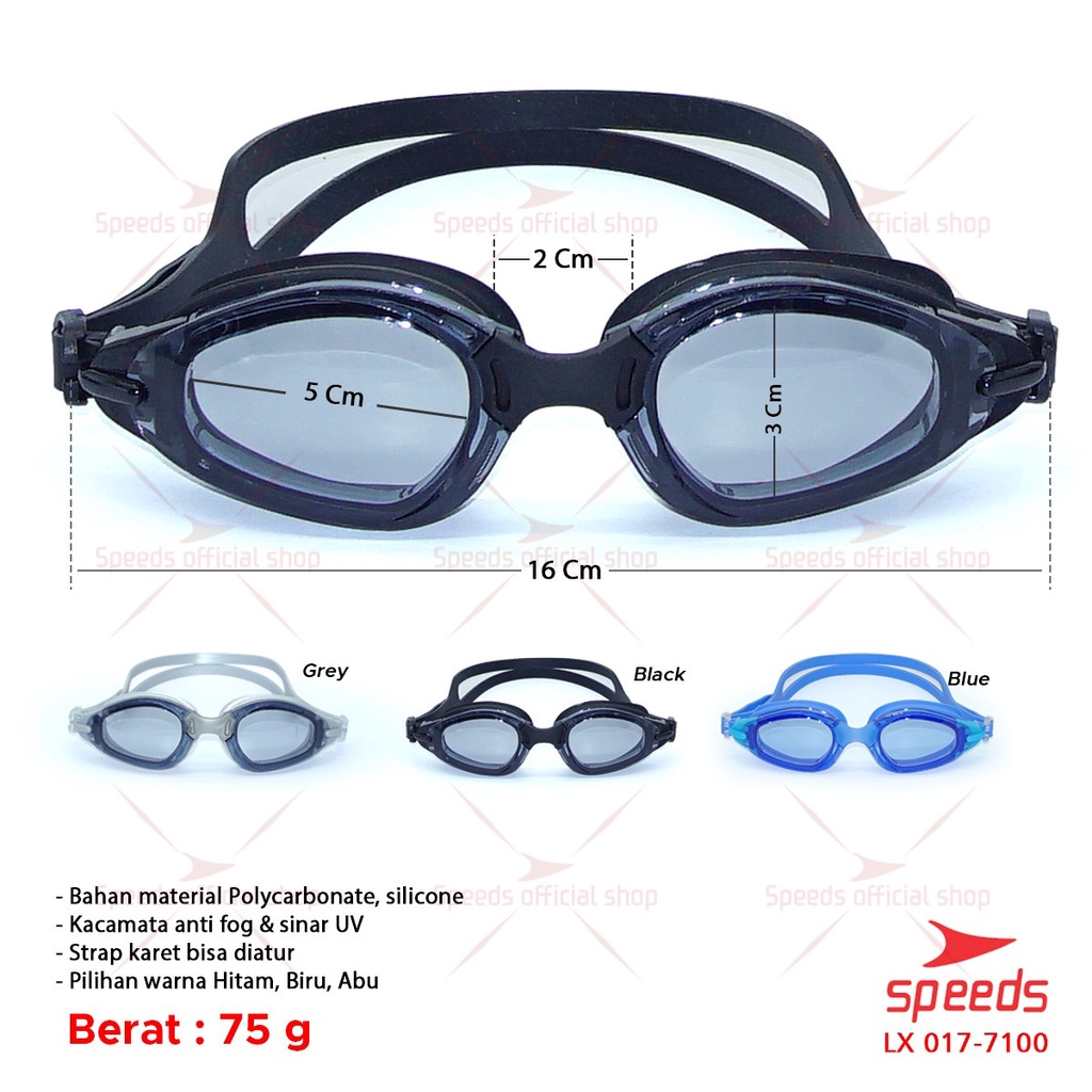 SPEEDS Kacamata Renang Dewesa Swimming Goggles Anti Fog &amp; UV Shield 017-7100