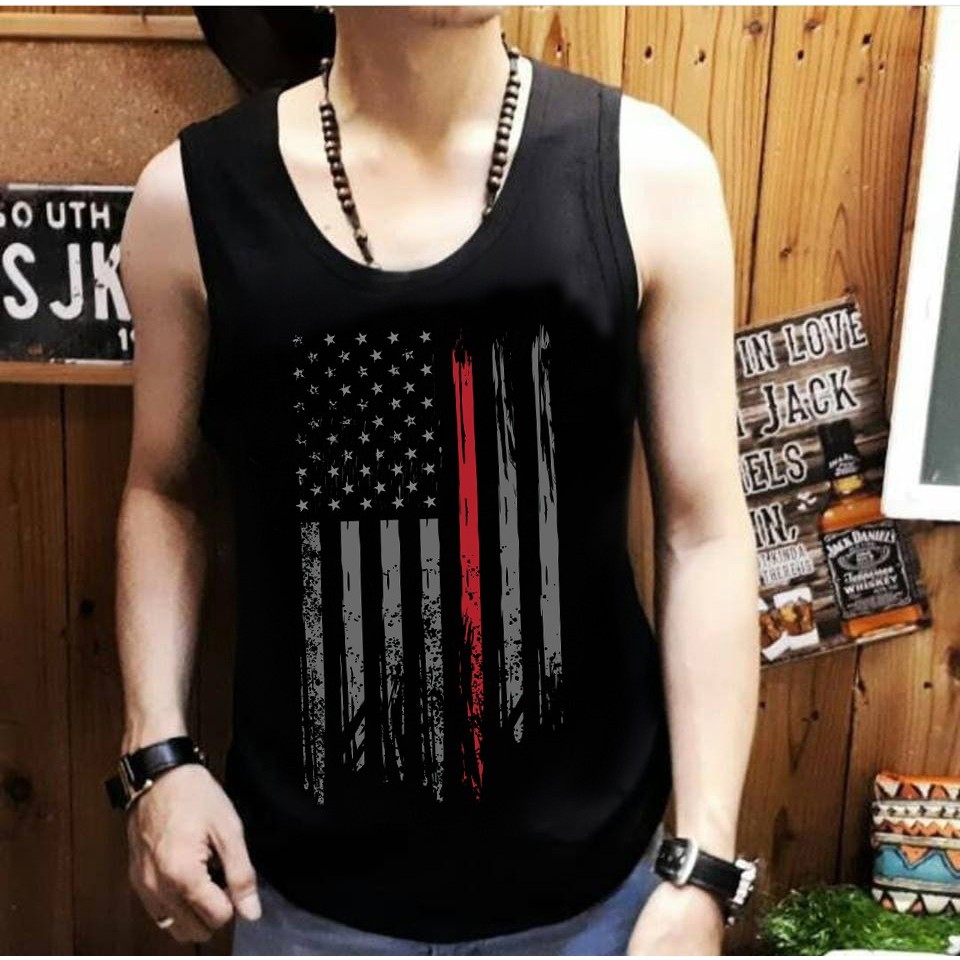 [COD] Shalch trendy - Kaos Dewasa Pria / Singlet Bendera USA 01