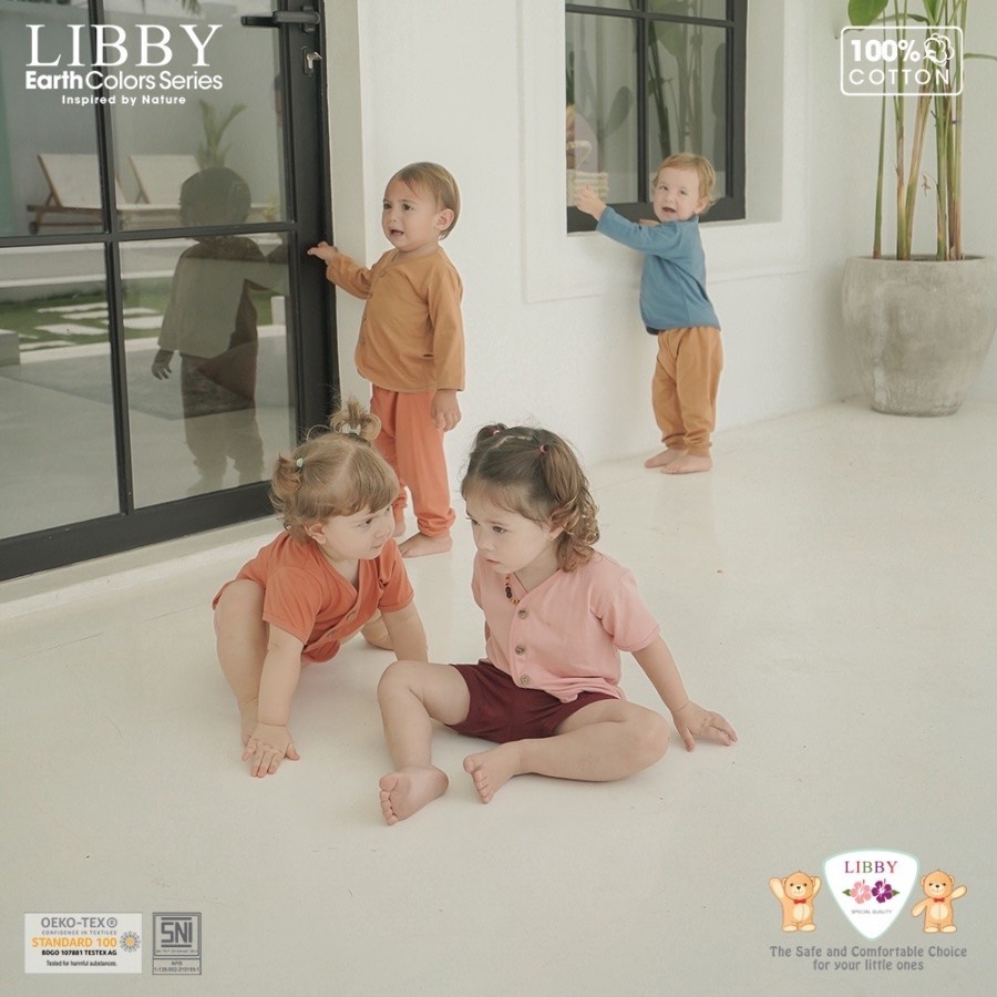 Libby Earth Comfy Setelan Pendek New Colour (1stel/pack) / Baju Bayi