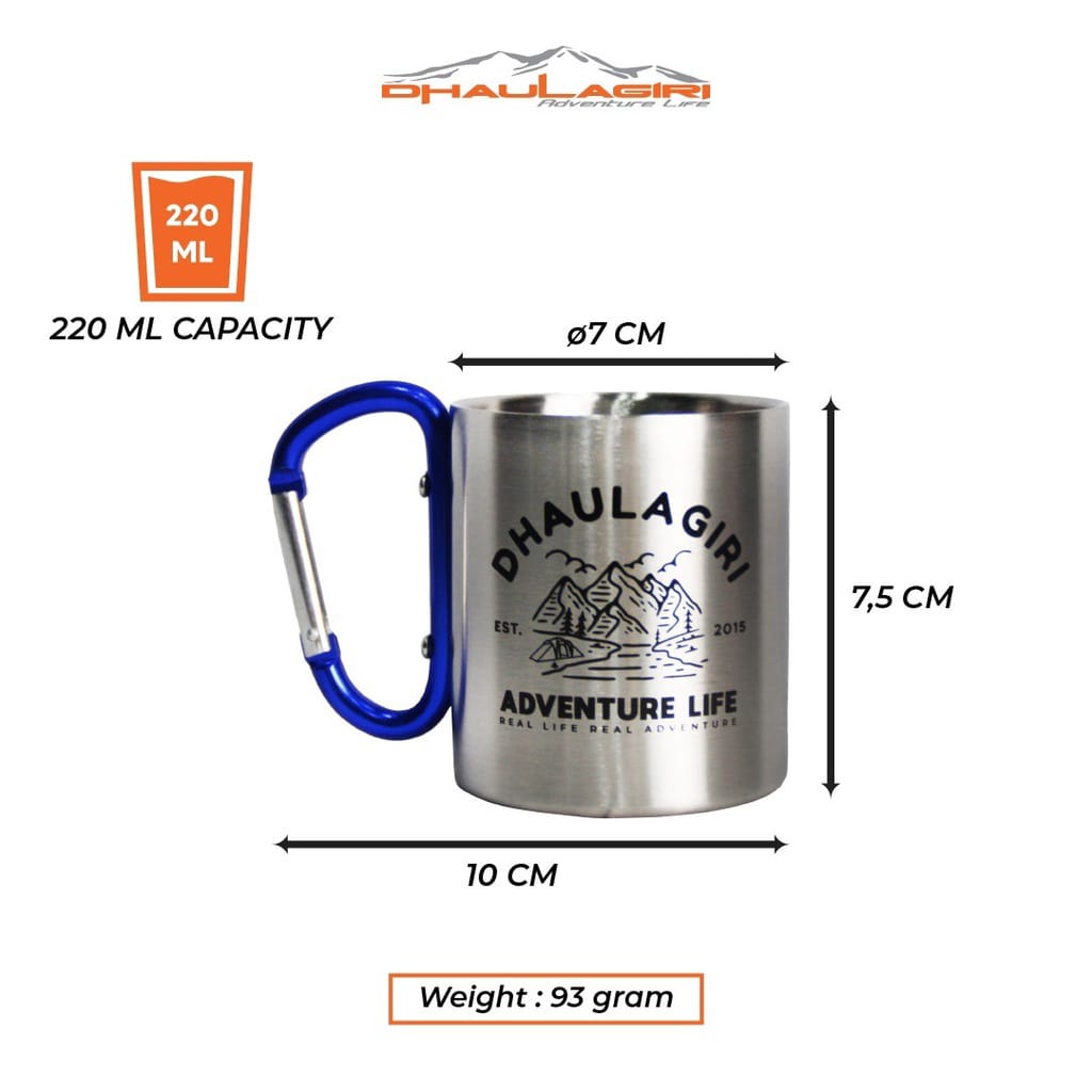 Dhaulagiri Carabiner 304 220 ML Mug Carabiner/Gelas kemping stainles stell