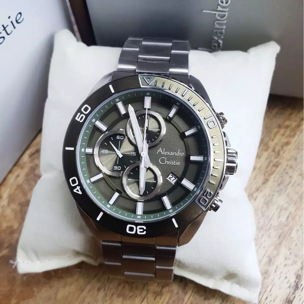 AC alexandre Christie AC 6543 pria original stainless steel silver hijau