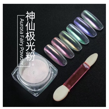 1SET DONUT GLAZE POWDER AURORA CHROME RAINBOW TRANSPARANT NAIL ART BUBUK CHROME NAILART CLEAR TRANSPARANT